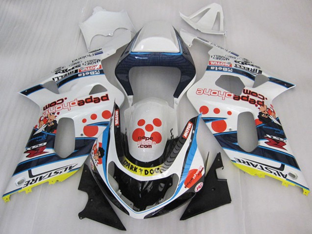 Rabatt Suzuki GSXR 600 Motorrad Verkleidung 2001-2003 - Weiss Blau Rot Gelb Schwarz Dunkel Dog