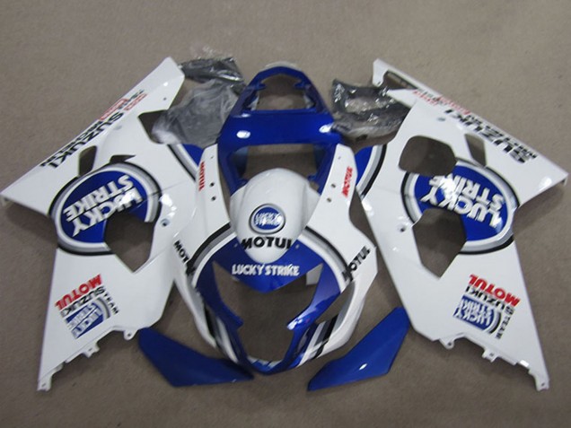 Rabatt Suzuki GSXR 600 Motorrad Verkleidung 2004-2005 - Weiss Blau Lucky Strike Motul