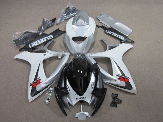 Rabatt Suzuki GSXR 600 Motorrad Verkleidung 2006-2007 - Weiss Silber Glanzendes Schwarz Rot