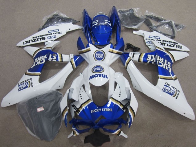 Rabatt Suzuki GSXR 600 Motorrad Verkleidung 2008-2010 - Weiss Blau Lucky Strike Motul