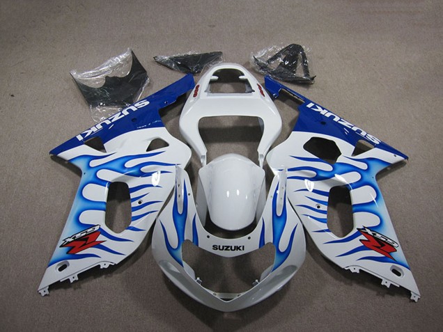 Rabatt Suzuki GSXR 750 Motorrad Verkleidung 2001-2003 - Weiss Blau Flamme