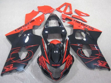 Rabatt Suzuki GSXR 750 Motorrad Verkleidung 2004-2005 - Rot Glanzendes Schwarz