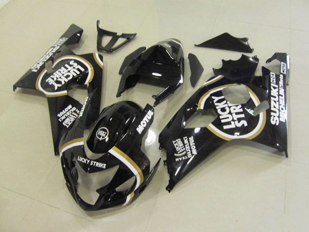 Rabatt Suzuki GSXR 750 Motorrad Verkleidung 2004-2005 - Glanzendes Schwarz Weiss Lucky Strike Motul