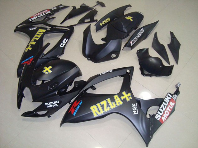 Rabatt Suzuki GSXR 750 Motorrad Verkleidung 2006-2007 - Matt Schwarz Gelb Rizla Motul