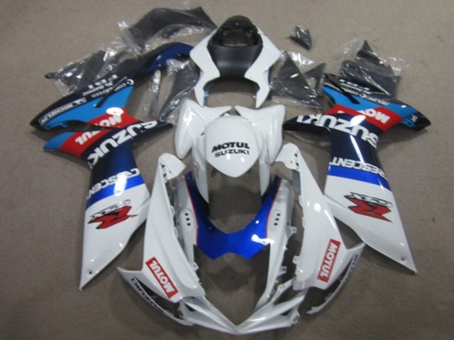 Rabatt Suzuki GSXR 750 Motorrad Verkleidung 2011-2024 - Weiss Blau Motul