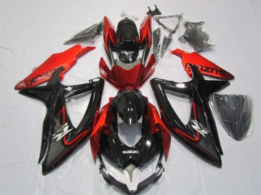 Rabatt Suzuki GSXR 1000 Motorrad Verkleidung 2007-2008 - Glanzendes Schwarz Rot