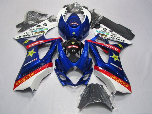 Rabatt Suzuki GSXR 1000 Motorrad Verkleidung Kit 2007-2008 - Weiss Blau Rot Schwarz RockStar