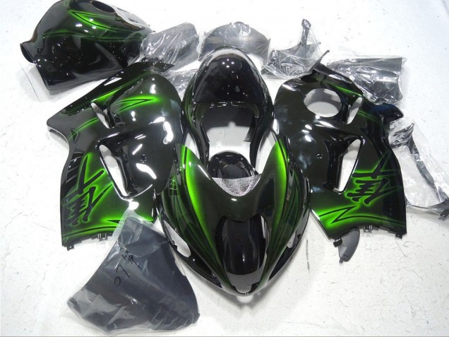 Rabatt Suzuki GSXR 1300 Hayabusa Motorrad Verkleidung 1996-2007 - Glanzendes Schwarz Grun