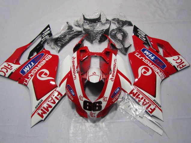 Rabatt Ducati 1199 Motorrad Verkleidung 2011-2014 - Weiss Rot Fiamm Ficc