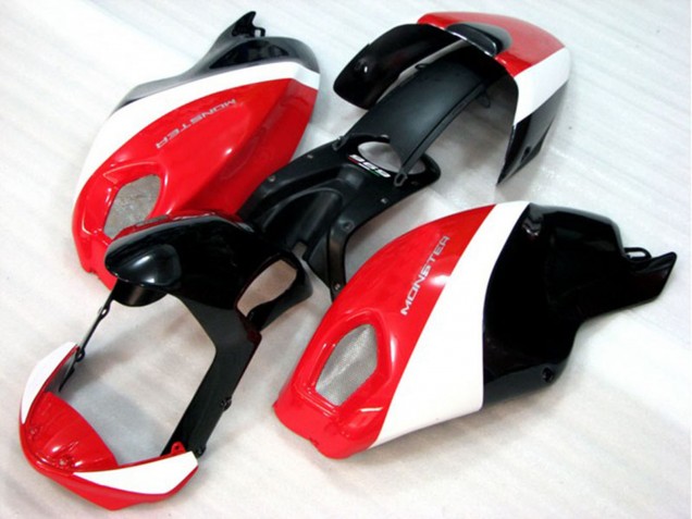Rabatt Ducati Monster 696 Motorrad Verkleidung 2008-2012 - Weiss Rot Glanzendes Schwarz