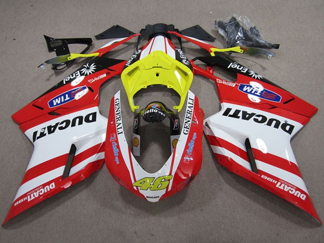 Rabatt Ducati 1198 Motorrad Verkleidung 2007-2014 - Weiss Gelb Rot Generali 46