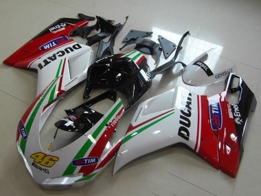 Rabatt Ducati 1098 Motorrad Verkleidung 2007-2014 - Rot Weiss Schwarz Grun Tim 46