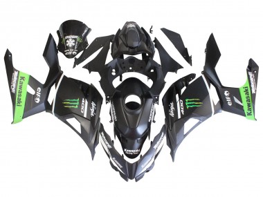 Rabatt Kawasaki EX400 Motorrad Verkleidung 2018-2024 - Matt Schwarz Grun Monster Showr Schnee