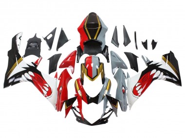 Rabatt Suzuki GSXR 600/750 Motorrad Verkleidung 2011-2024 - Rot Gold Grau Schwarz Weiss Hai
