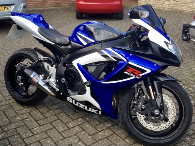 Rabatt Suzuki GSXR 750 Motorrad Verkleidung 2006-2007 - Weiss Blau Schwarz Streifen