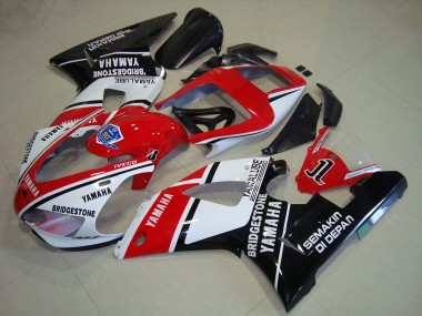R1 1998-1999 Verkleidungen - Schwarz Rote Aufkleber
