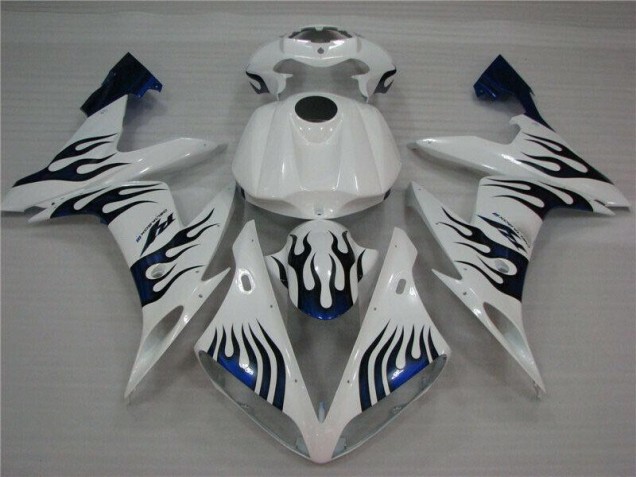 R1 2004-2006 Verkleidungen - Weiß Blau Flamme R1 2004-2006 Verkleidungen - Weiß Blau Flamme
