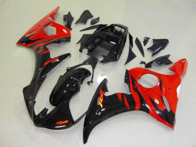 R6 2003-2005 Verkleidung - Schwarz rote Flamme R6 2003-2005 Verkleidung - Schwarz rote Flamme