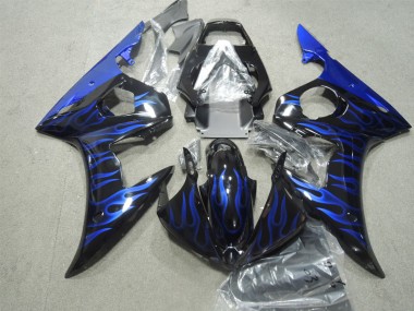 R6 2003-2005 Verkleidung - Schwarze Blau Flamme