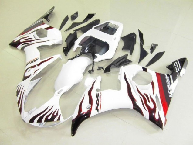 R6 2003-2005 Verkleidungen - Weiß Und Flamme R6 2003-2005 Verkleidungen - Weiß Und Flamme