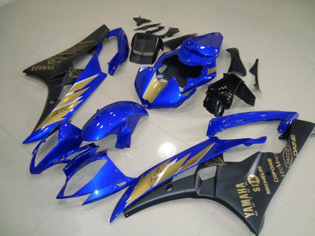 R6 2006-2007 Verkleidungen - Schwarz Blau mit Gold Aufkleber