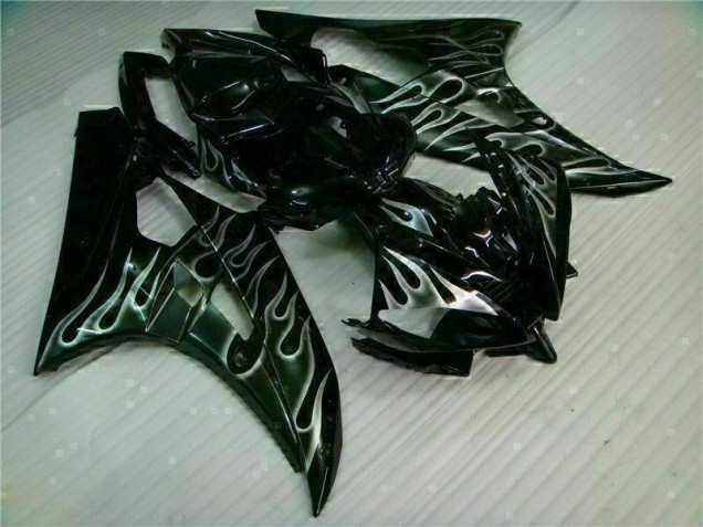 R6 2006-2007 Verkleidungen - Silber Flamme Schwarz R6 2006-2007 Verkleidungen - Silber Flamme Schwarz