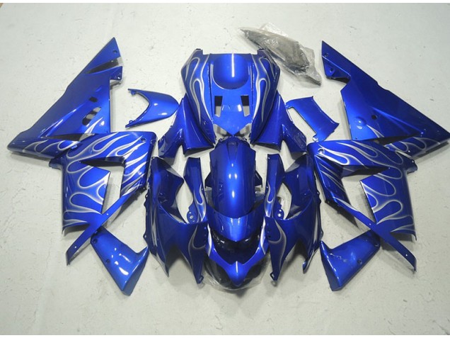 ZX10R 2003-2005 Verkleidungen - Blau Weiße Flamme ZX10R 2003-2005 Verkleidungen - Blau Weiße Flamme