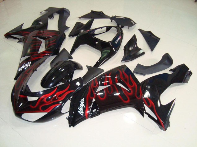 ZX10R 2006-2007 Verkleidungen - Schwarz rote Flamme ZX10R 2006-2007 Verkleidungen - Schwarz rote Flamme