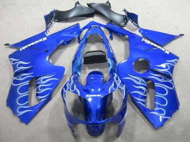 ZX12R 2000-2001 Verkleidungen - Blau Weiße Flamme