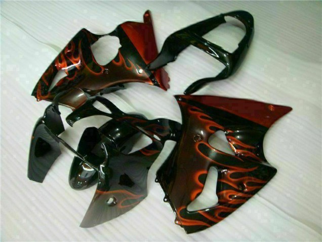 ZX6R 2000-2002 Verkleidungen - Schwarz rote Flamme ZX6R 2000-2002 Verkleidungen - Schwarz rote Flamme