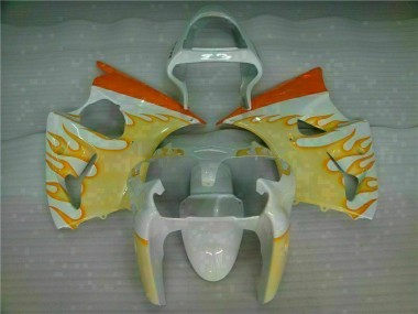 ZX6R 2000-2002 Verkleidungen - Weiß Gelb Flamme