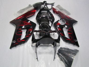 ZX6R 2003-2004 Verkleidungen - Schwarz rote Flamme