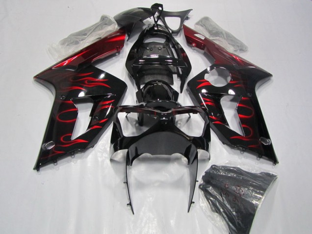 ZX6R 2003-2004 Verkleidungen - Schwarz rote Flamme ZX6R 2003-2004 Verkleidungen - Schwarz rote Flamme