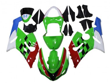 ZX6R 2005-2006 Verkleidungen - Grün Rot Weiß Blau