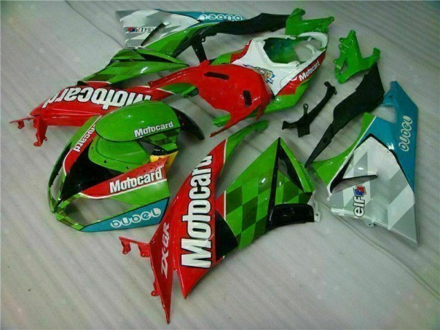 ZX6R 2009-2012 Verkleidungen - Rot Grün Motocard ZX6R 2009-2012 Verkleidungen - Rot Grün Motocard