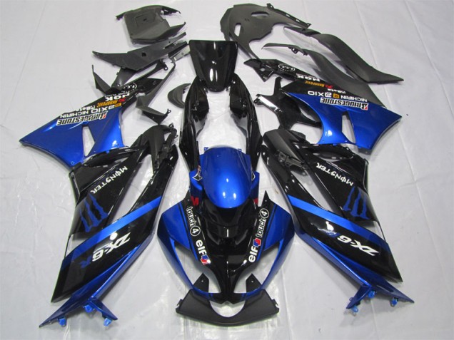 ZX6R 2009-2012 Verkleidungen - Schwarz Blaus Monster ZX6R 2009-2012 Verkleidungen - Schwarz Blaus Monster