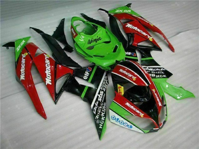 ZX6R 2009-2012 Verkleidungen - Schwarz Rot Grün Motocard ZX6R 2009-2012 Verkleidungen - Schwarz Rot Grün Motocard