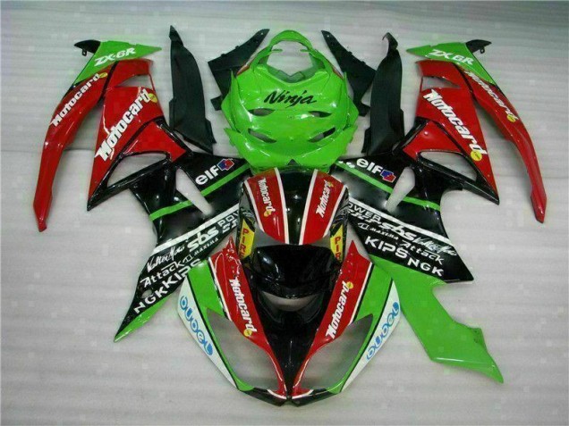 ZX6R 2009-2012 Verkleidungen - Schwarz Rot Grün Motocard ZX6R 2009-2012 Verkleidungen - Schwarz Rot Grün Motocard