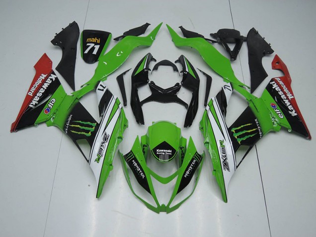 ZX6R 2013-2018 Verkleidungen - Schwarz Grün Weiß Monster ZX6R 2013-2018 Verkleidungen - Schwarz Grün Weiß Monster