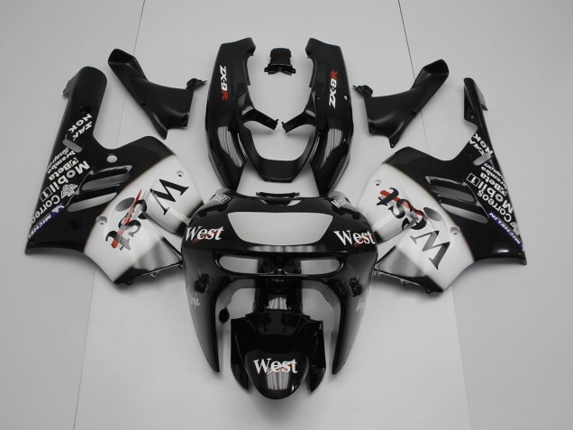 ZX9R 1994-1997 Verkleidungen - Schwarz Weißes Westmuster ZX9R 1994-1997 Verkleidungen - Schwarz Weißes Westmuster